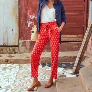 Sezane Trousers red and white print sz FR 38 / US 6